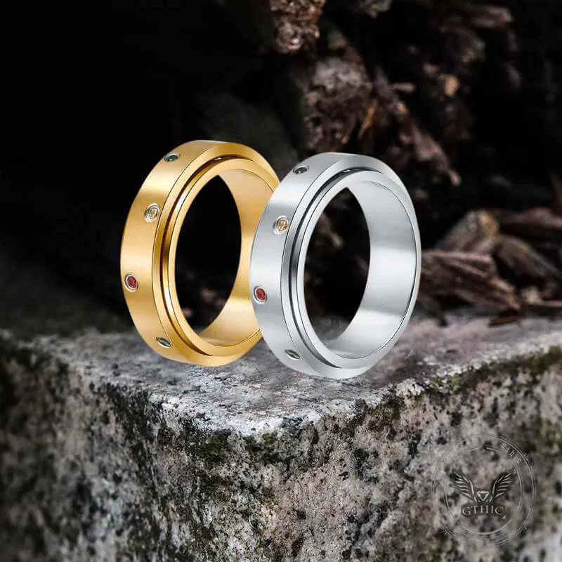 Fashion Colored Diamond Stainless Steel Spinner Ring sold by GTHIC