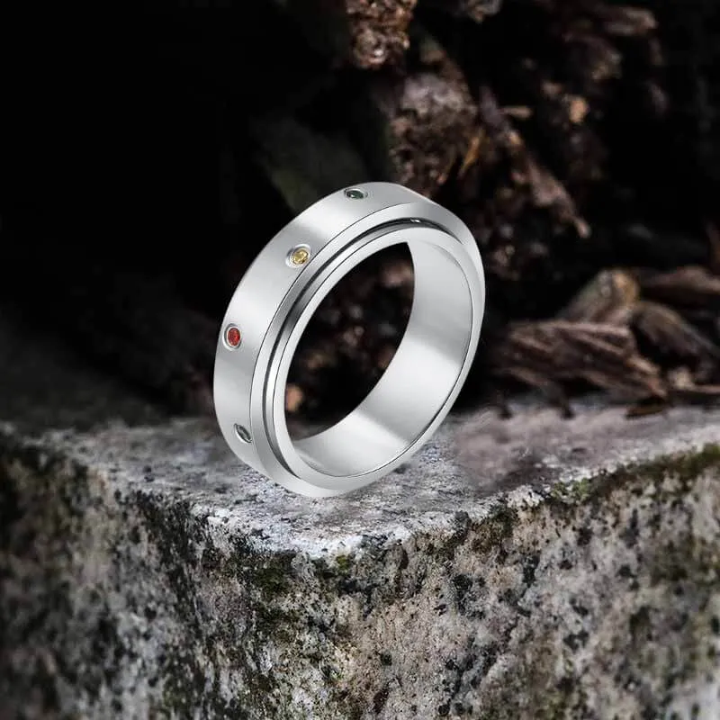 Fashion Colored Diamond Stainless Steel Spinner Ring sold by GTHIC product image thumbnail 3