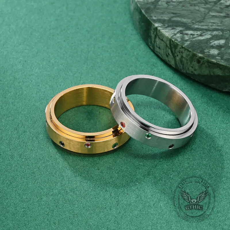 Fashion Colored Diamond Stainless Steel Spinner Ring sold by GTHIC product image thumbnail 5