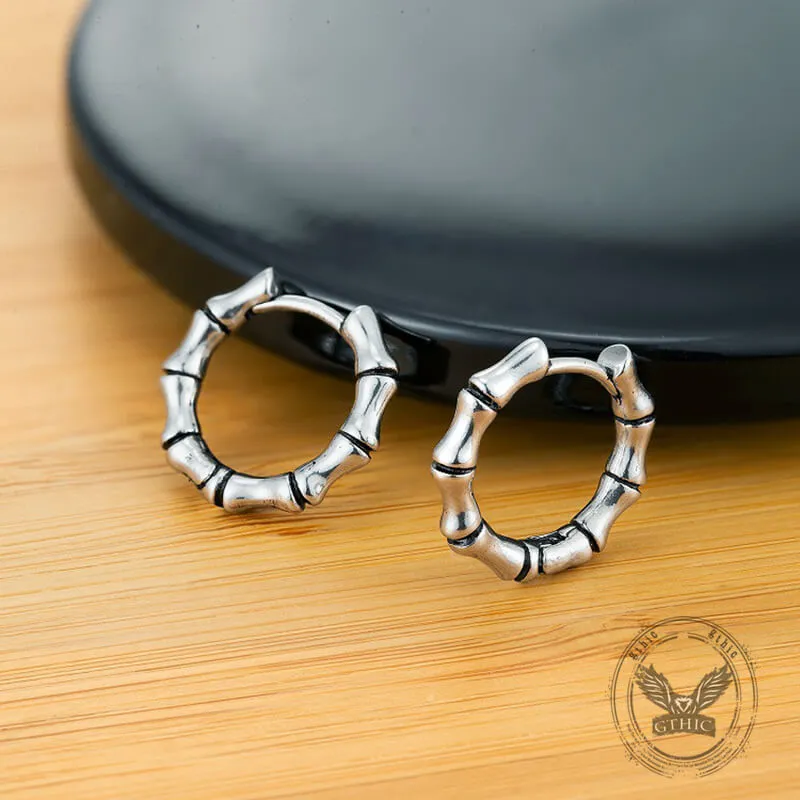Punk Bamboo Stainless Steel Hoop Earrings sold by GTHIC