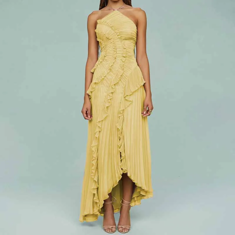 Fashion Ruffled Pleated Design Chiffon Halter Dress sold by GTHIC product image thumbnail 5