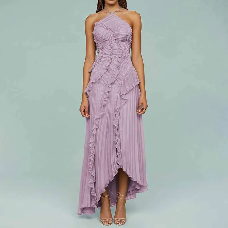 Fashion Ruffled Pleated Design Chiffon Halter Dress sold by GTHIC product image thumbnail 3