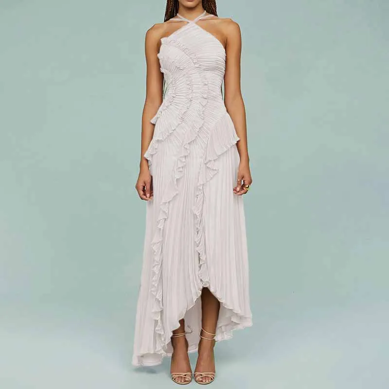 Fashion Ruffled Pleated Design Chiffon Halter Dress sold by GTHIC product image thumbnail 4