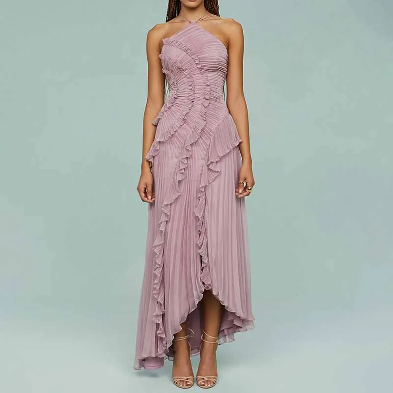 Fashion Ruffled Pleated Design Chiffon Halter Dress sold by GTHIC