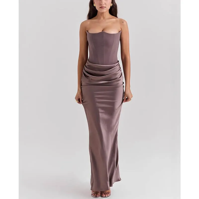 Elegance-Waisted Satin Hip-Covering Party Tube Top Dress sold by GTHIC product image thumbnail 5