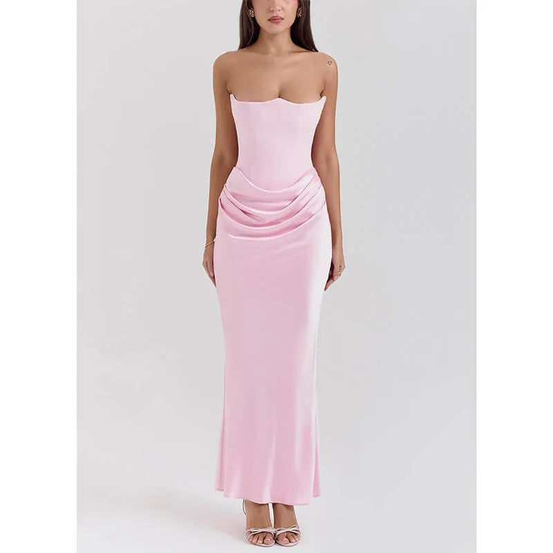 Elegance-Waisted Satin Hip-Covering Party Tube Top Dress sold by GTHIC product image thumbnail 4