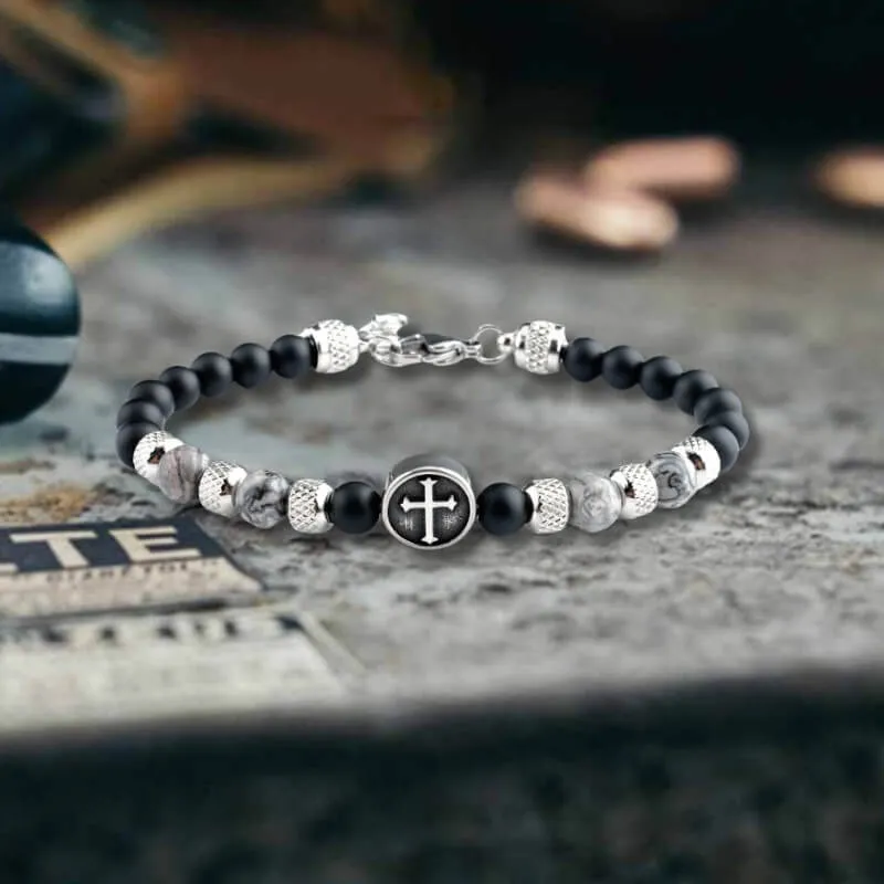 Vintage Tiger Eye Cross Stainless Steel Beaded Bracelet sold by GTHIC product image thumbnail 5