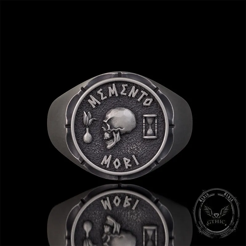 Gothic Memento Mori Letters Sterling Silver Skull Ring sold by GTHIC product image thumbnail 2