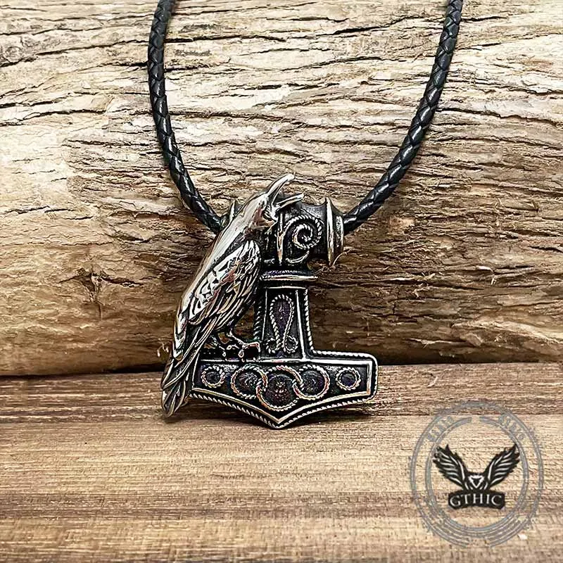 Nordic Thor's Hammer Raven Stainless Steel Pendant sold by GTHIC product image thumbnail 4