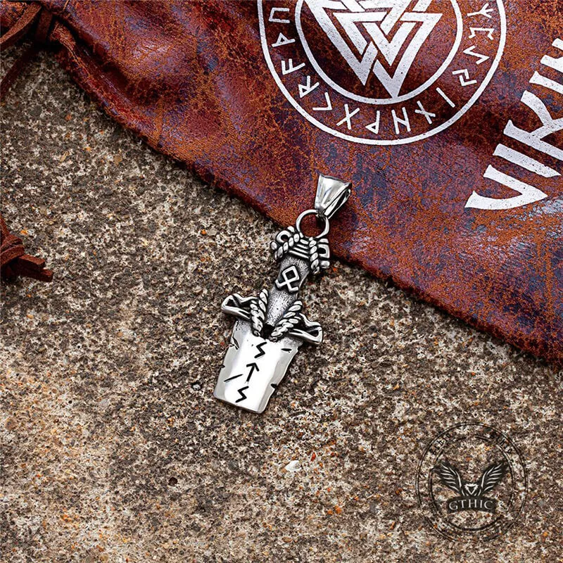 Punk Viking Sword Rune Stainless Steel Nordic Pendant sold by GTHIC product image thumbnail 5