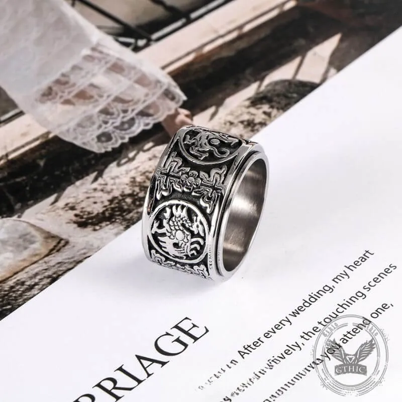 Vintage Four Mythical Beasts Stainless Steel Spinner Ring sold by GTHIC product image thumbnail 4