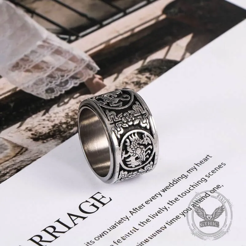 Vintage Four Mythical Beasts Stainless Steel Spinner Ring sold by GTHIC product image thumbnail 2