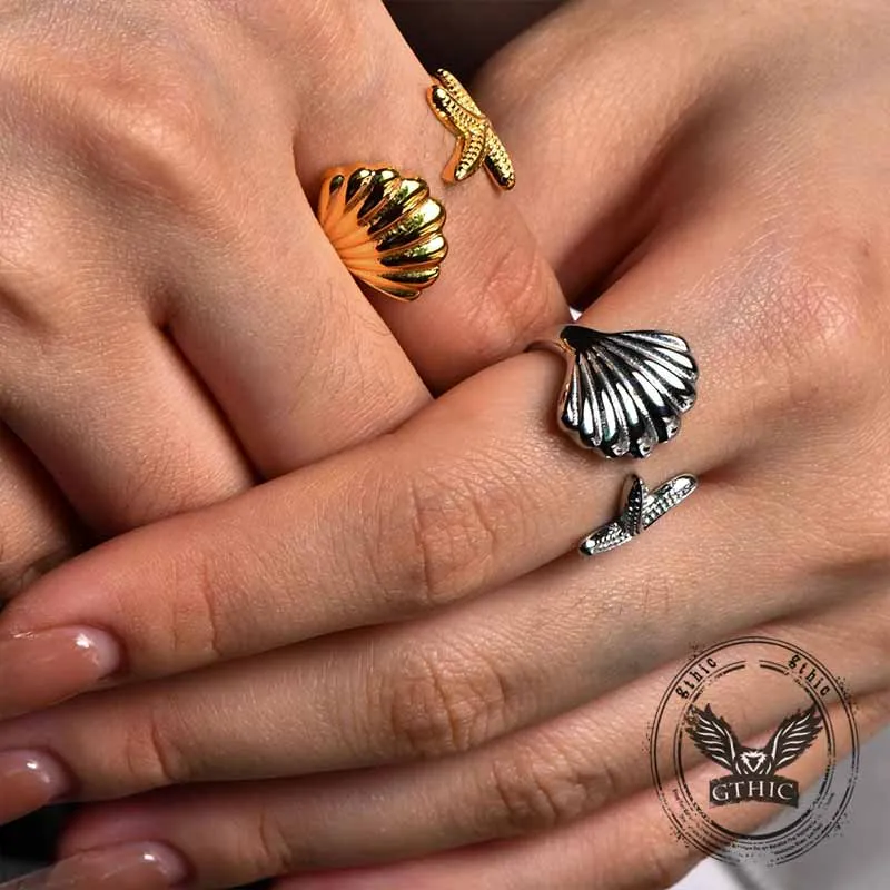 Fashion Starfish Shell Stainless Steel Open Ring sold by GTHIC product image thumbnail 4