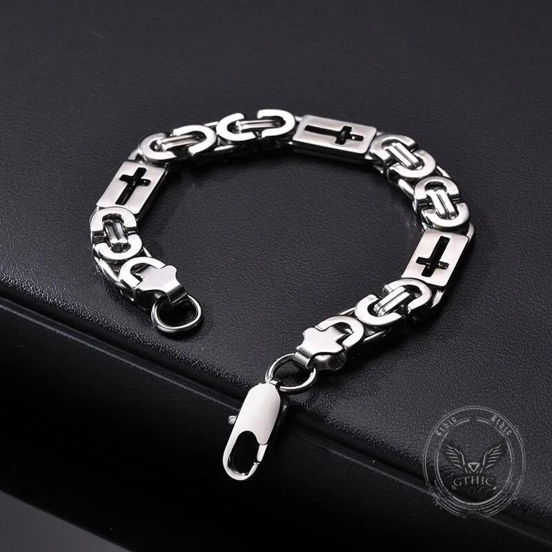 Punk Hollow Cross Byzantine Stainless Steel Bracelet sold by GTHIC