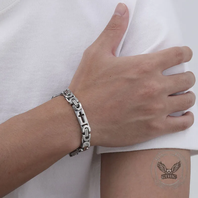 Punk Hollow Cross Byzantine Stainless Steel Bracelet sold by GTHIC product image thumbnail 3