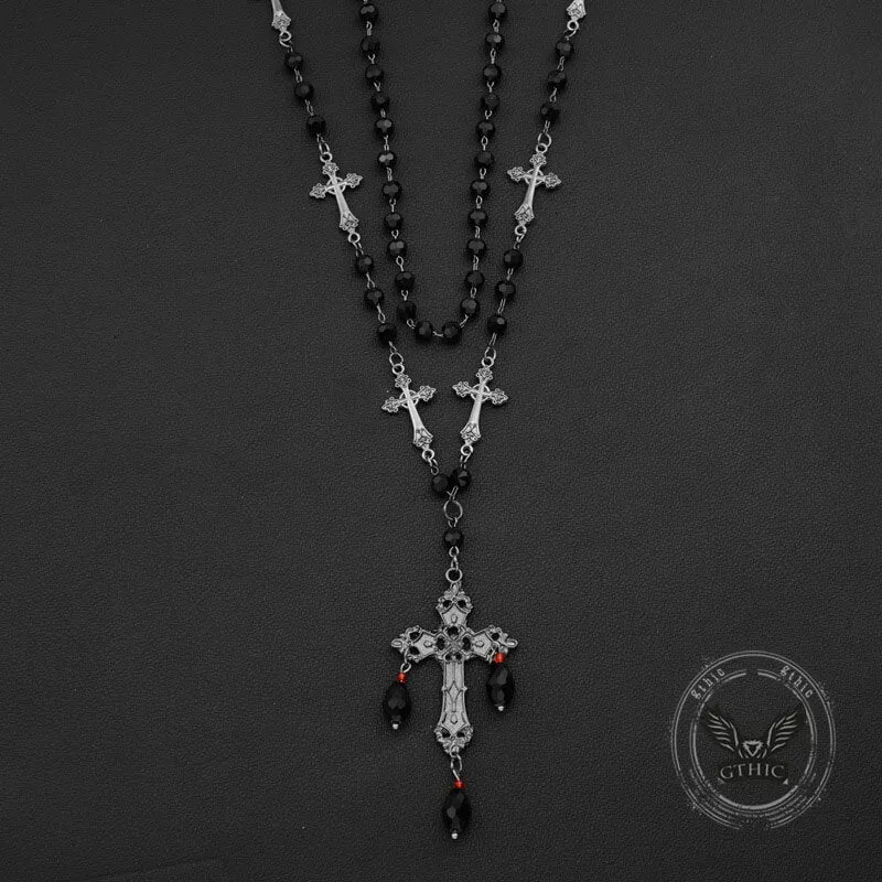 Gothic Cross Beaded Stainless Steel Stacking Necklace sold by GTHIC product image thumbnail 4