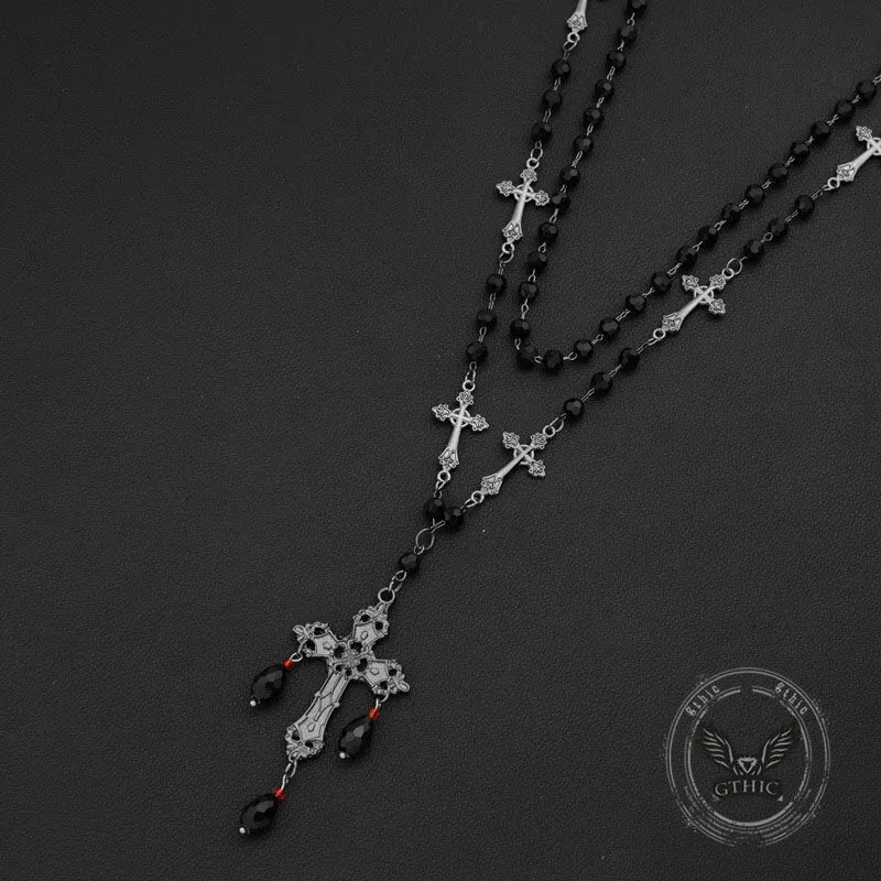Gothic Cross Beaded Stainless Steel Stacking Necklace sold by GTHIC product image thumbnail 5