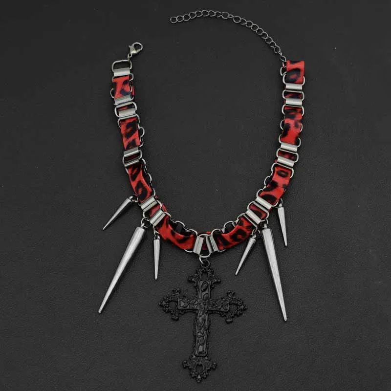Hip-Hop Cross Rivet Stainless Steel Choker Necklace made by GTHIC