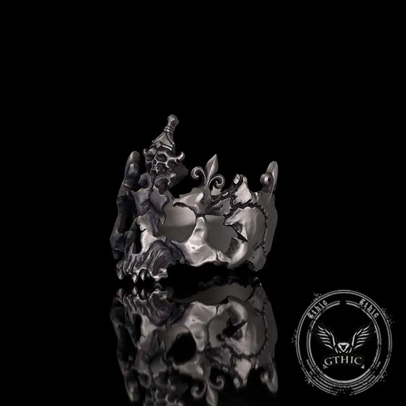 Punk Broken Skull Head Sterling Silver Ring sold by GTHIC product image thumbnail 2