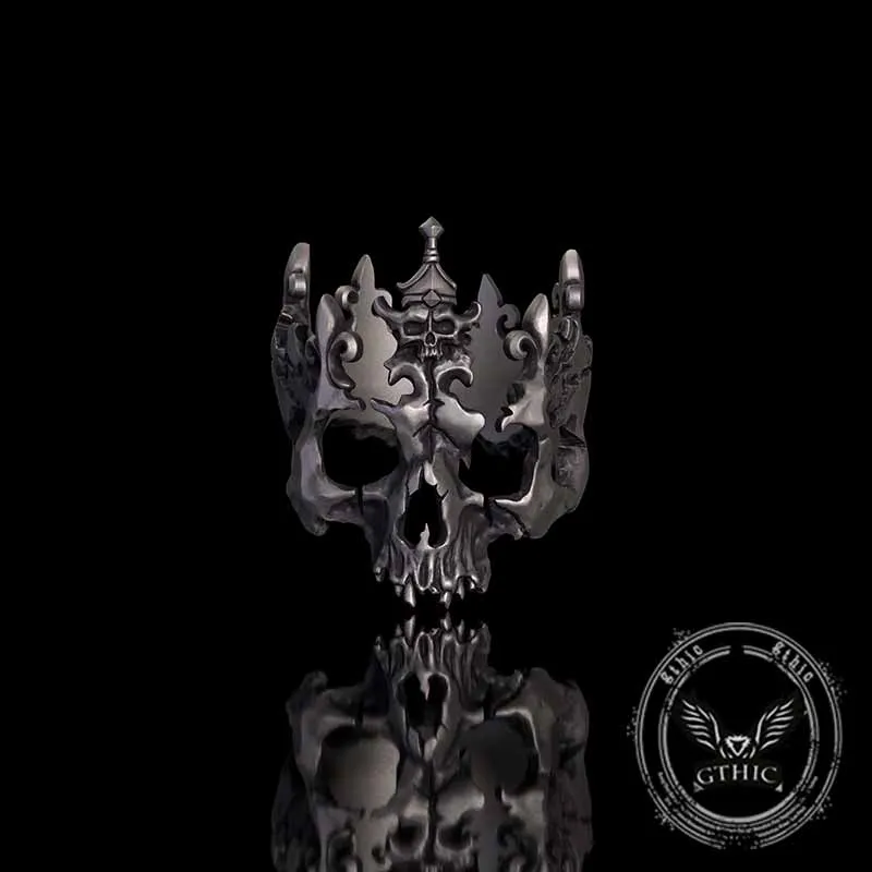 Punk Broken Skull Head Sterling Silver Ring sold by GTHIC product image thumbnail 3