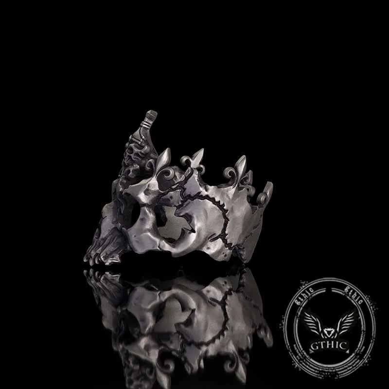 Punk Broken Skull Head Sterling Silver Ring sold by GTHIC product image thumbnail 4