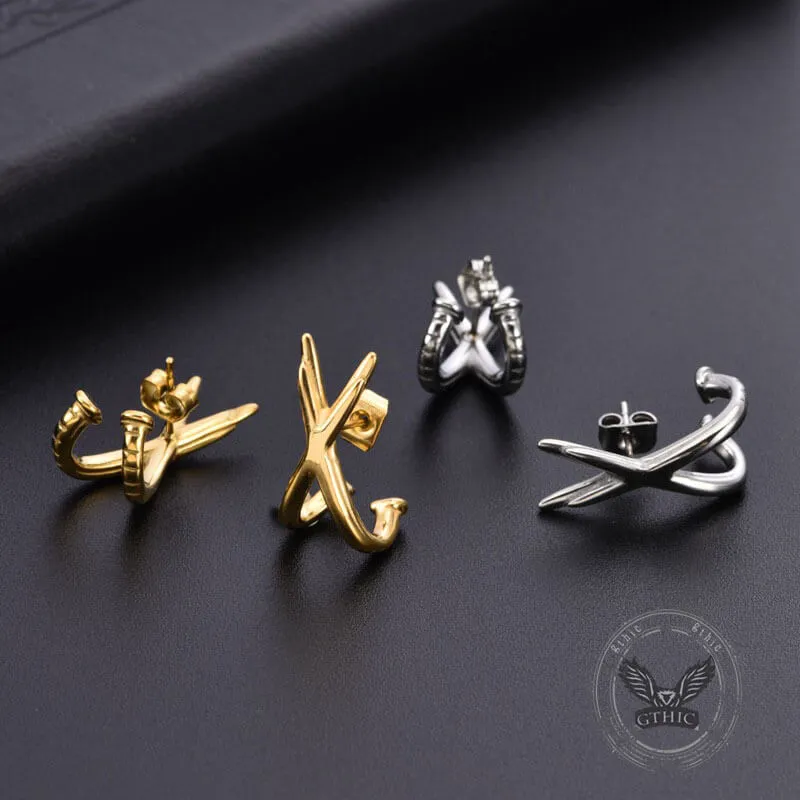 Simple Double-Layer Cross Stainless Steel Earrings sold by GTHIC product image thumbnail 4