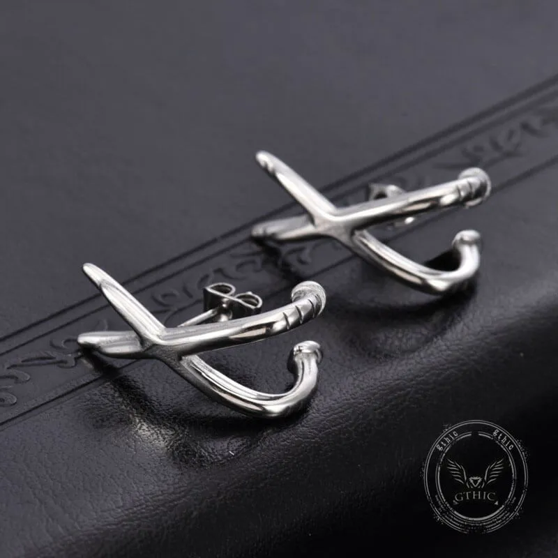 Simple Double-Layer Cross Stainless Steel Earrings sold by GTHIC