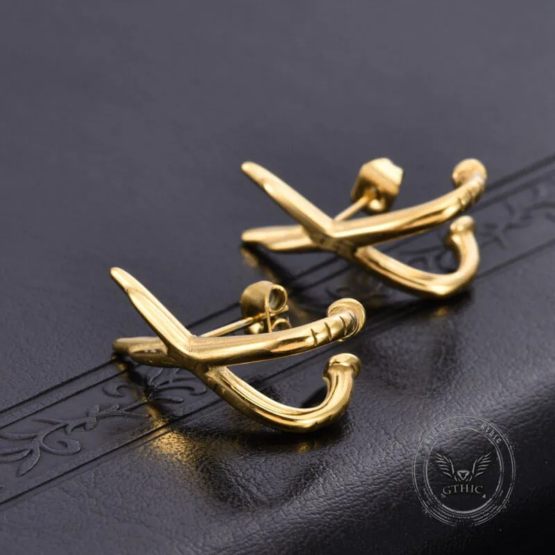 Simple Double-Layer Cross Stainless Steel Earrings sold by GTHIC product image thumbnail 3