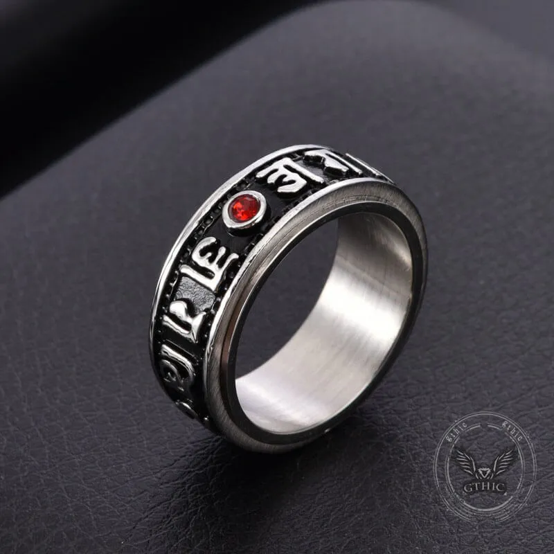 Punk Gem Six-Word Mantra Stainless Steel Spinner Ring sold by GTHIC product image thumbnail 5