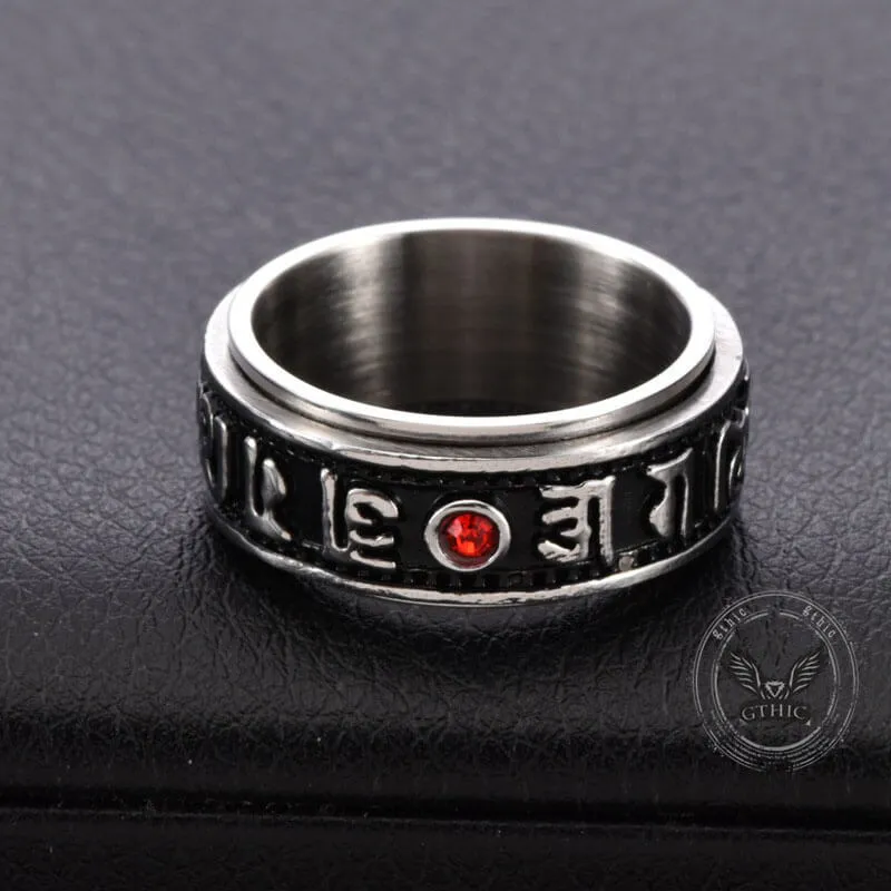 Punk Gem Six-Word Mantra Stainless Steel Spinner Ring sold by GTHIC product image thumbnail 4