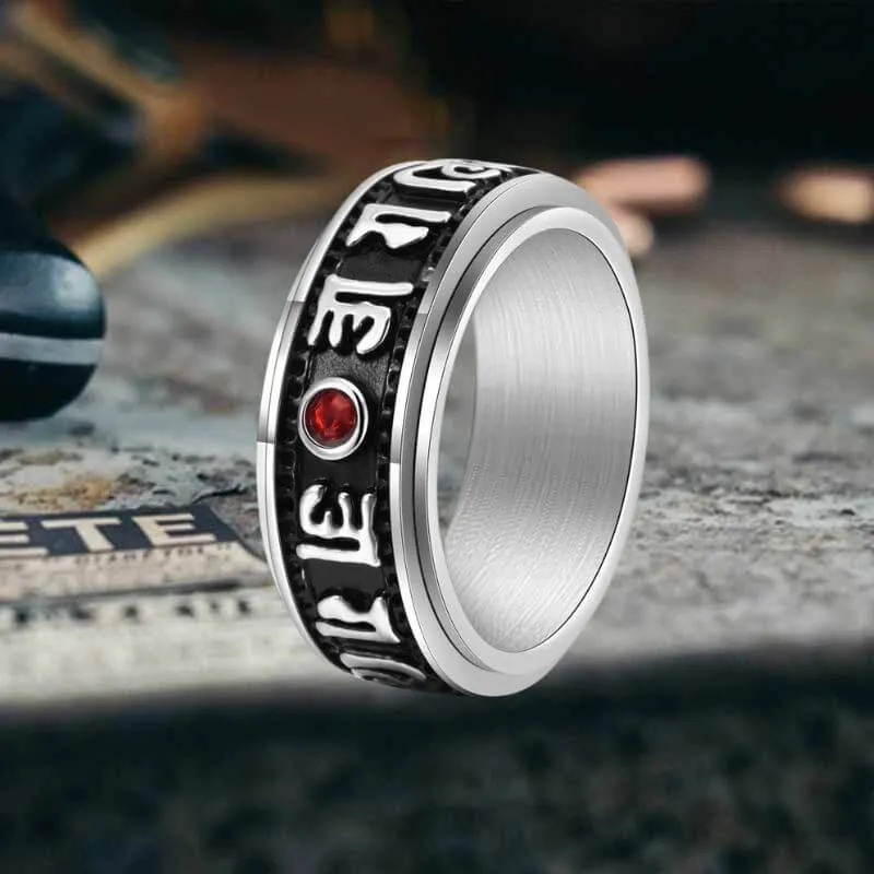 Punk Gem Six-Word Mantra Stainless Steel Spinner Ring sold by GTHIC