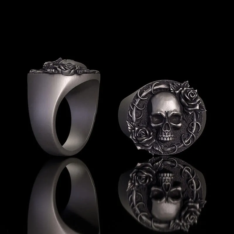 Rose Skull Sterling Silver Gothic Ring sold by GTHIC