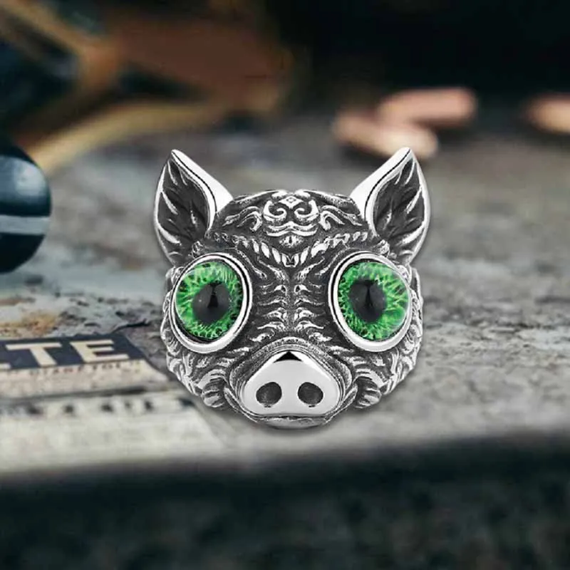 Vintage Devil Eye Gem Piglet Stainless Steel Ring sold by GTHIC product image thumbnail 3