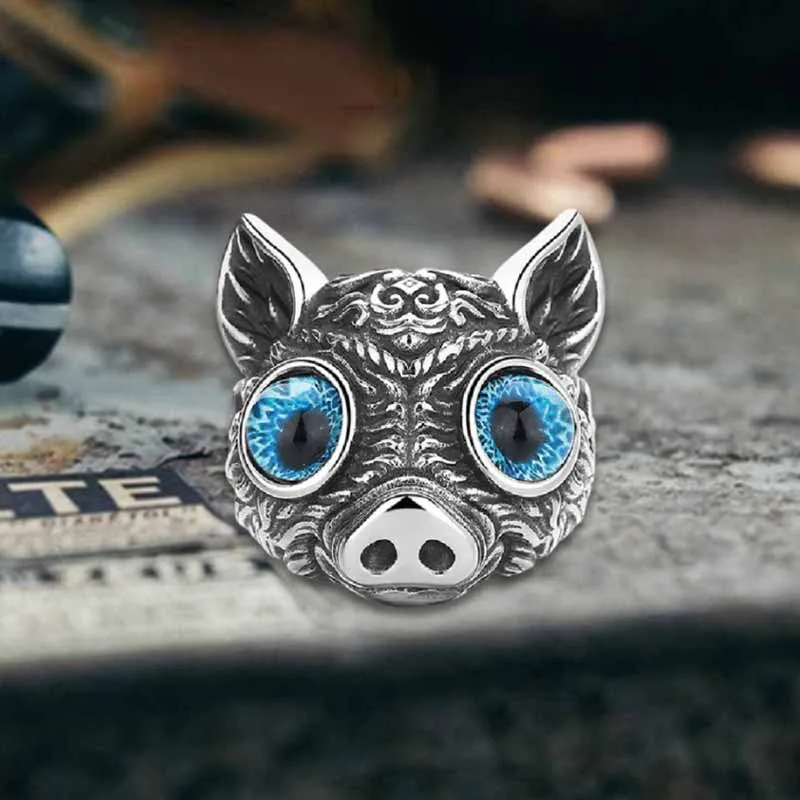 Vintage Devil Eye Gem Piglet Stainless Steel Ring sold by GTHIC product image thumbnail 4