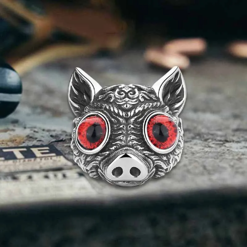 Vintage Devil Eye Gem Piglet Stainless Steel Ring sold by GTHIC product image thumbnail 5