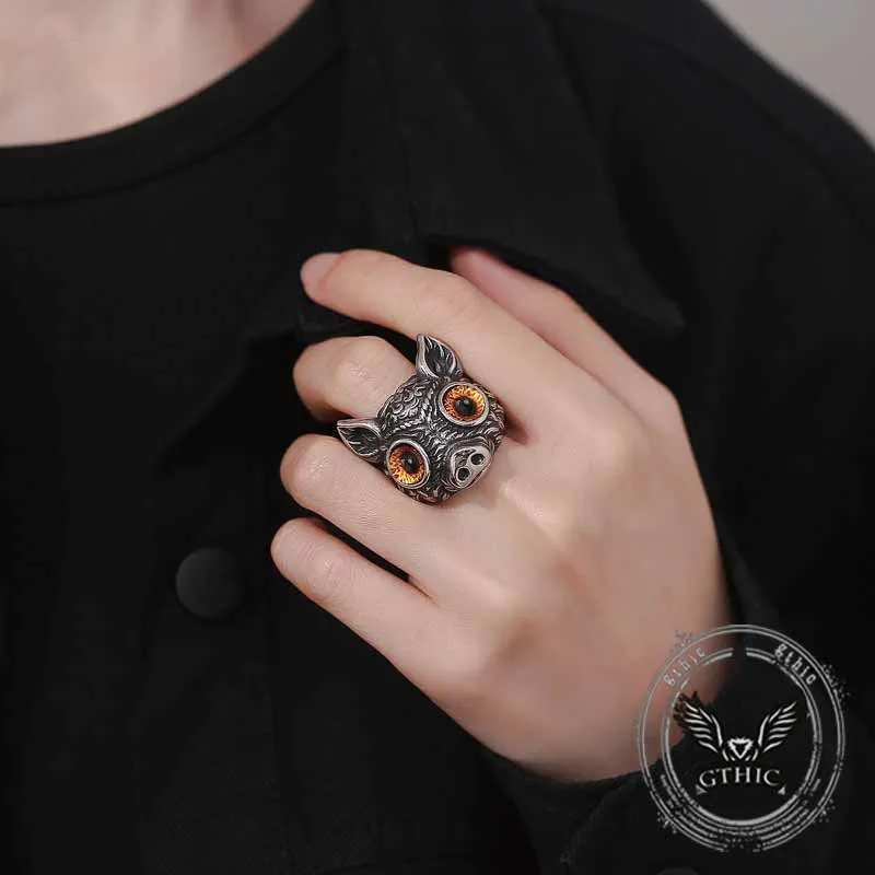 Vintage Devil Eye Gem Piglet Stainless Steel Ring sold by GTHIC product image thumbnail 2