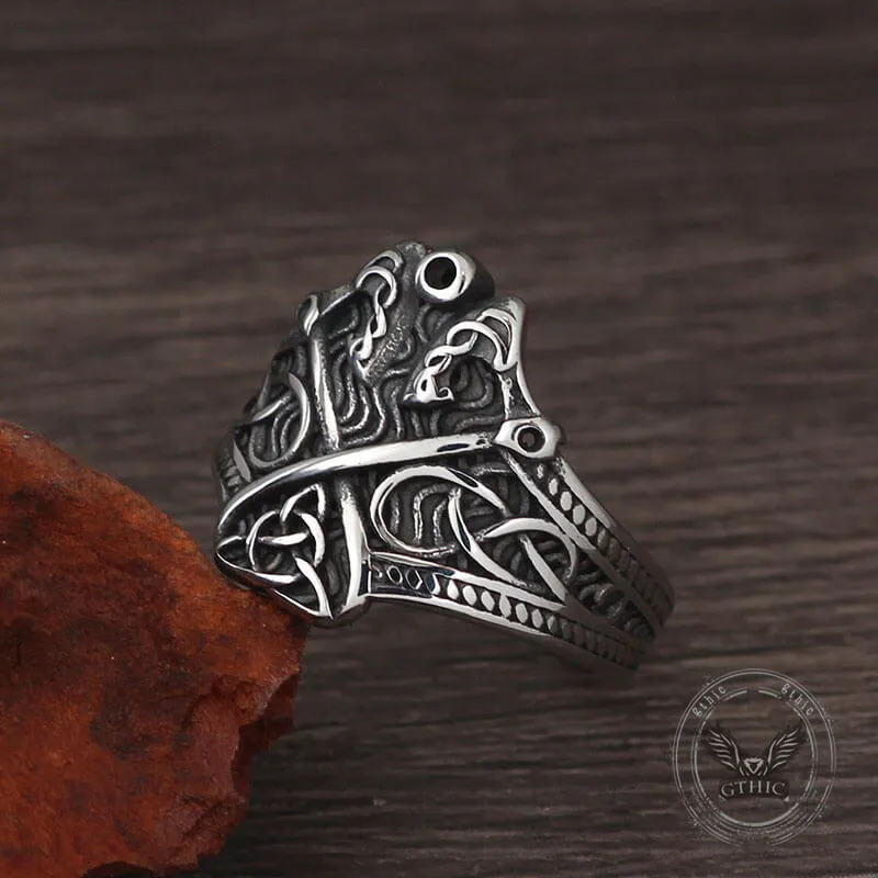 Vintage Double Axe Celtic Knot Stainless Steel Viking Ring sold by GTHIC product image thumbnail 3