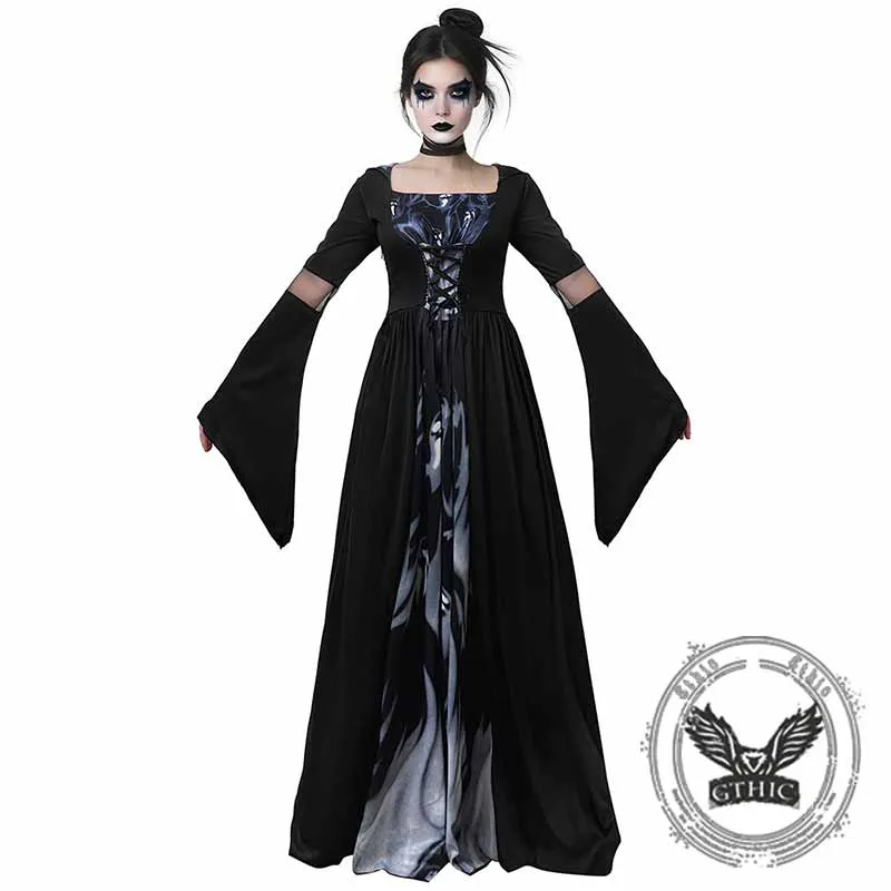 Dark Gothic Hooded Dress Witch Halloween Costume sold by GTHIC