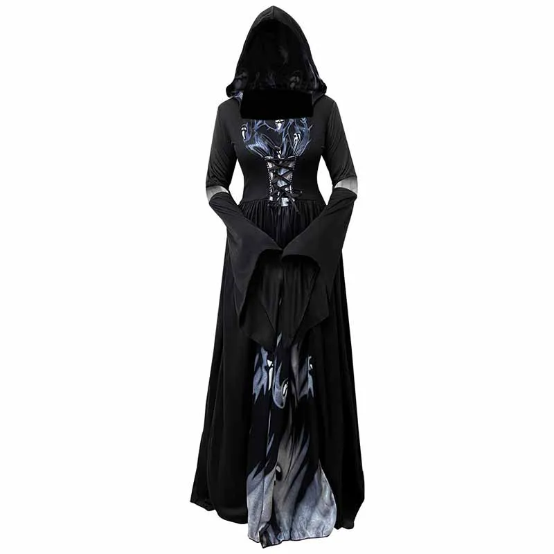 Dark Gothic Hooded Dress Witch Halloween Costume sold by GTHIC product image thumbnail 3