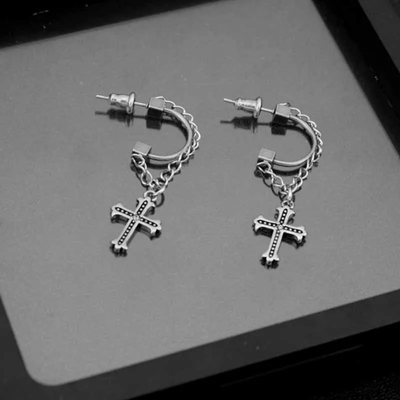 Punk Tassel Cross Stainless Steel Earrings sold by GTHIC product image thumbnail 4