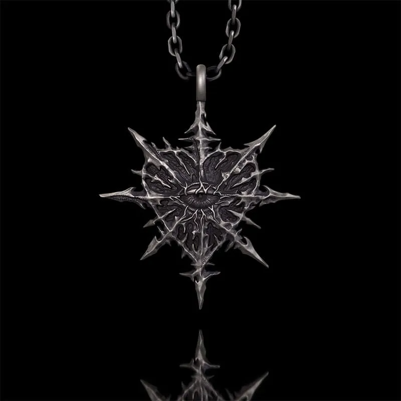 Gothic Heart of Thorns Demon Eye Sterling Silver Pendant sold by GTHIC