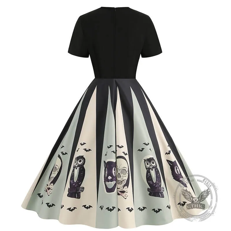 Gothic Halloween Pumpkin Print Round Neck Swing Dress sold by GTHIC product image thumbnail 4