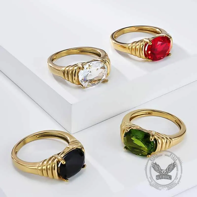 Fashionable Gemstone Stainless Steel Narrow Ring sold by GTHIC