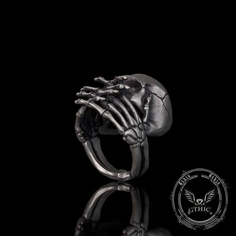 Cover Mouth Skull Sterling Silver Gothic Ring sold by GTHIC product image thumbnail 3