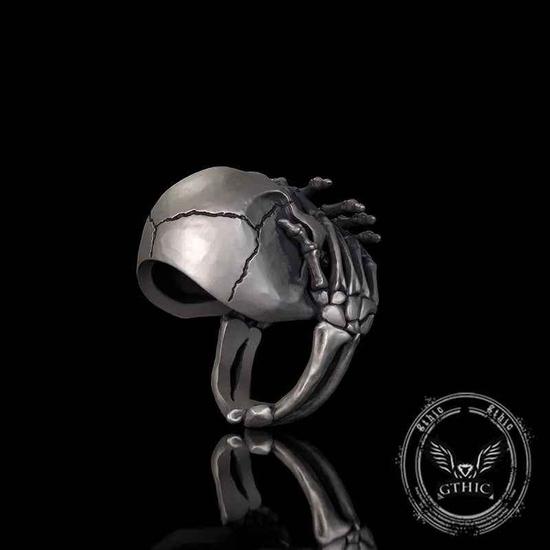 Cover Mouth Skull Sterling Silver Gothic Ring sold by GTHIC product image thumbnail 4