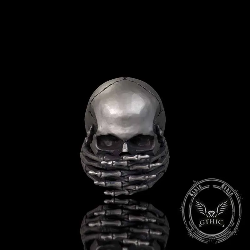 Cover Mouth Skull Sterling Silver Gothic Ring sold by GTHIC