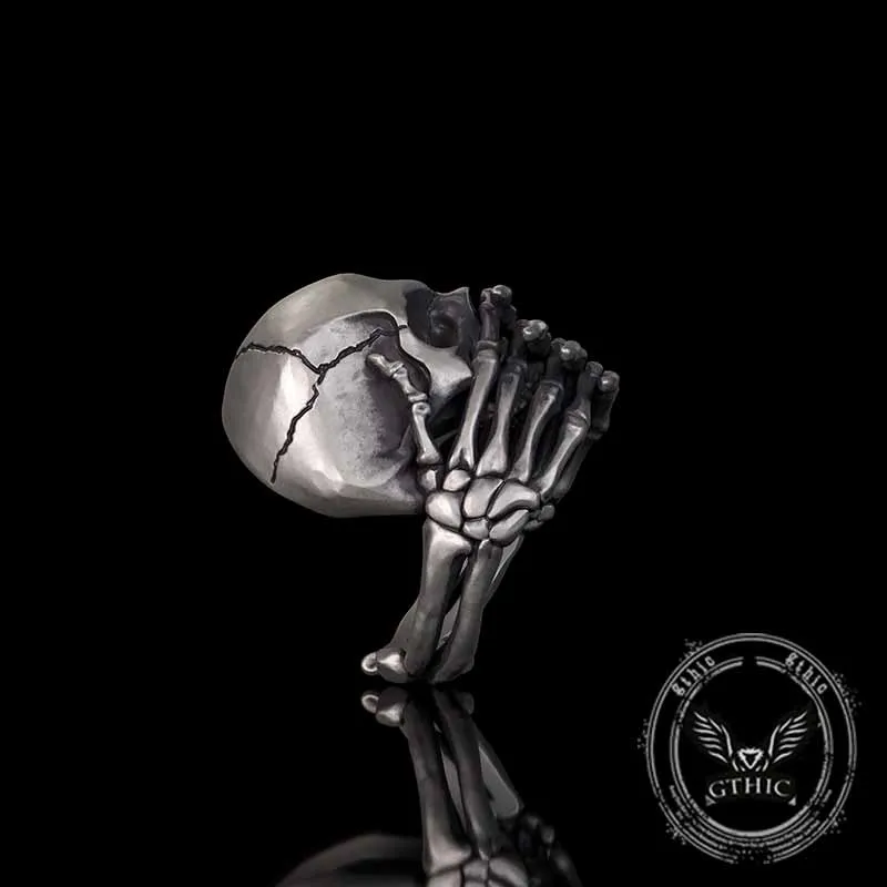 Cover Mouth Skull Sterling Silver Gothic Ring sold by GTHIC product image thumbnail 5