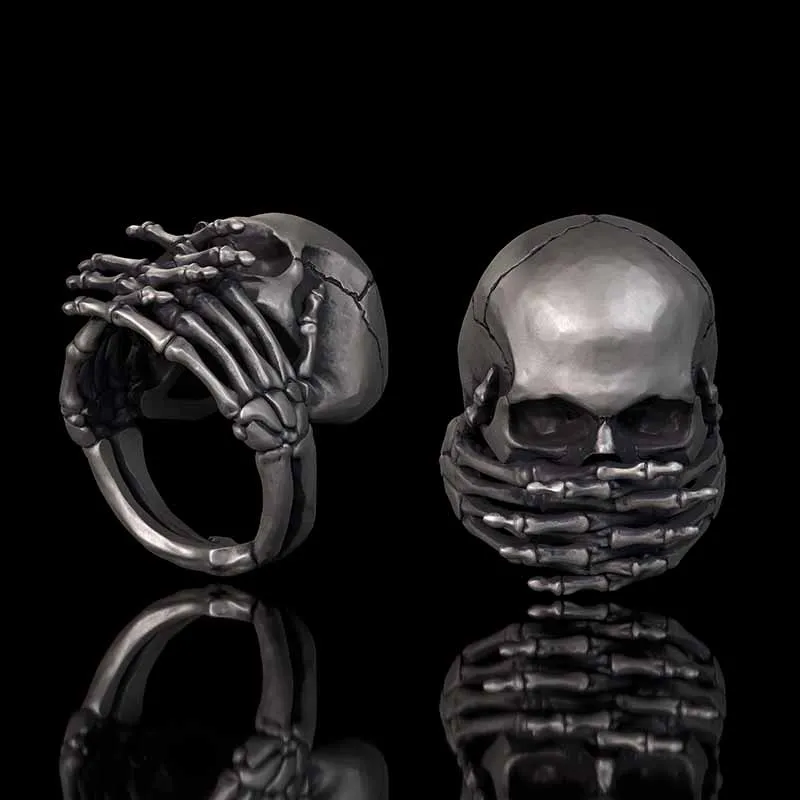 Cover Mouth Skull Sterling Silver Gothic Ring sold by GTHIC product image thumbnail 2