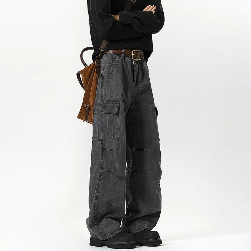 Vintage Washed Distressed Wide-Leg Overalls Jeans sold by GTHIC