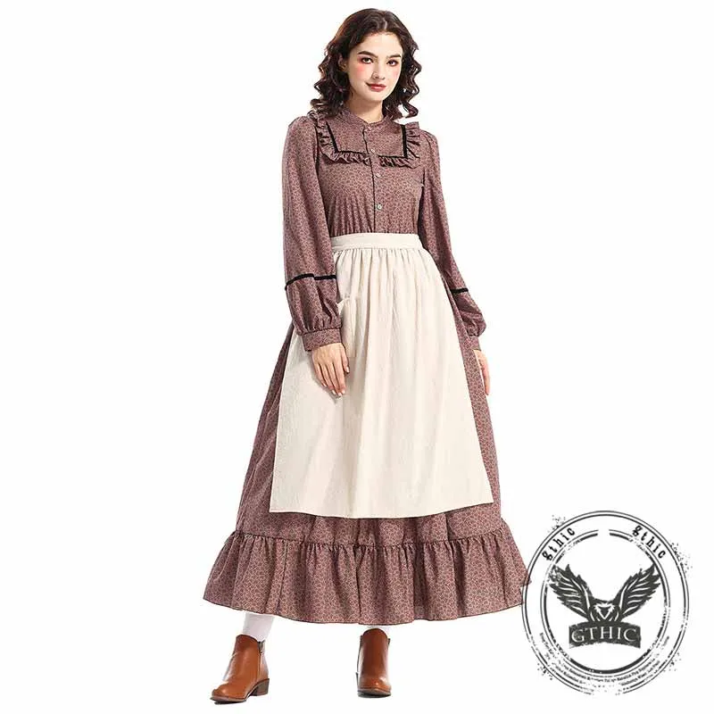 Victorian Medieval Pastoral Floral Brown Dress sold by GTHIC